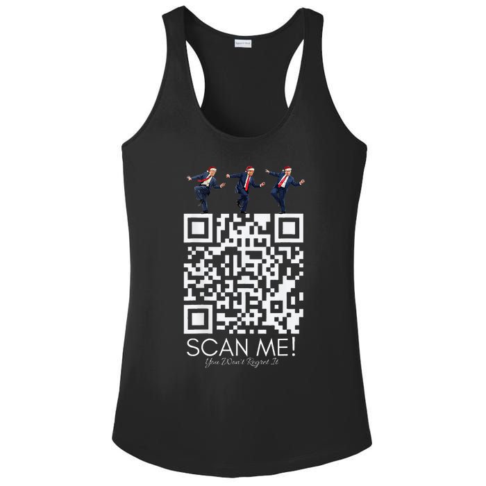 Funny Qr Scan Me President Qr Trump Dancing Hat Christmas Ladies PosiCharge Competitor Racerback Tank