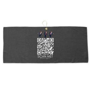 Funny Qr Scan Me President Qr Trump Dancing Hat Christmas Large Microfiber Waffle Golf Towel