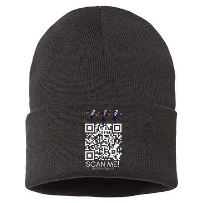 Funny Qr Scan Me President Qr Trump Dancing Hat Christmas Sustainable Knit Beanie