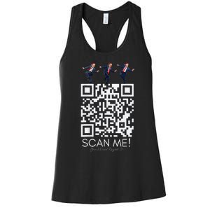 Funny Qr Scan Me President Qr Trump Dancing Hat Christmas Women's Racerback Tank