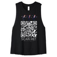 Funny Qr Scan Me President Qr Trump Dancing Hat Christmas Women's Racerback Cropped Tank