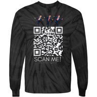 Funny Qr Scan Me President Qr Trump Dancing Hat Christmas Tie-Dye Long Sleeve Shirt