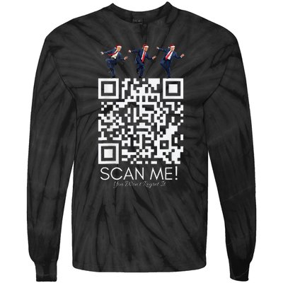 Funny Qr Scan Me President Qr Trump Dancing Hat Christmas Tie-Dye Long Sleeve Shirt