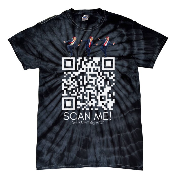 Funny Qr Scan Me President Qr Trump Dancing Hat Christmas Tie-Dye T-Shirt