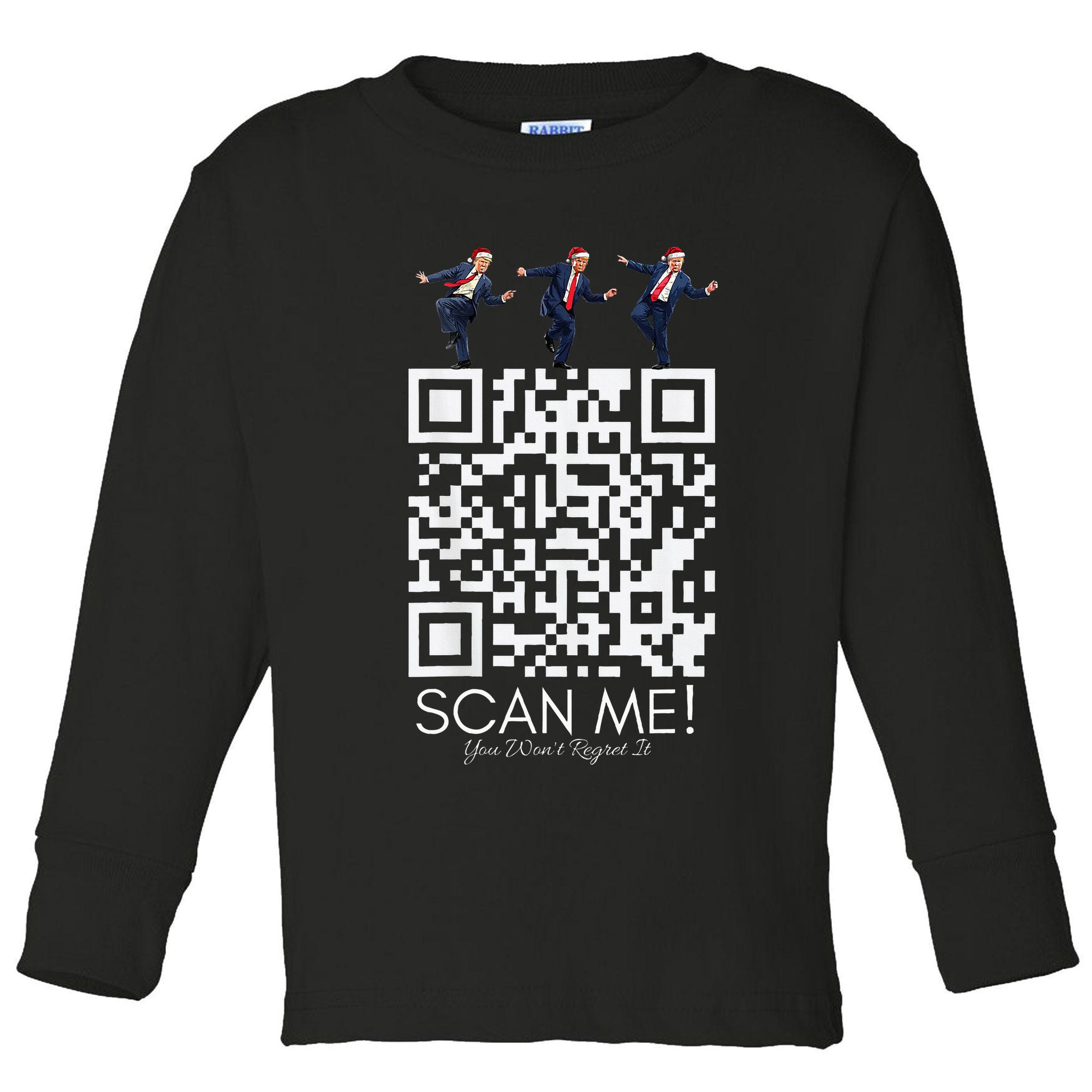 Funny Qr Scan Me President Qr Trump Dancing Hat Christmas Toddler Long Sleeve Shirt