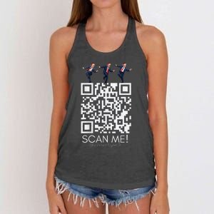 Funny Qr Scan Me President Qr Trump Dancing Hat Christmas Women's Knotted Racerback Tank