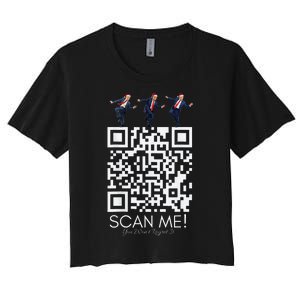 Funny Qr Scan Me President Qr Trump Dancing Hat Christmas Women's Crop Top Tee