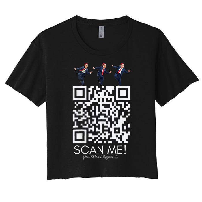 Funny Qr Scan Me President Qr Trump Dancing Hat Christmas Women's Crop Top Tee