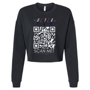 Funny Qr Scan Me President Qr Trump Dancing Hat Christmas Cropped Pullover Crew