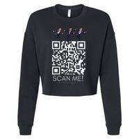 Funny Qr Scan Me President Qr Trump Dancing Hat Christmas Cropped Pullover Crew