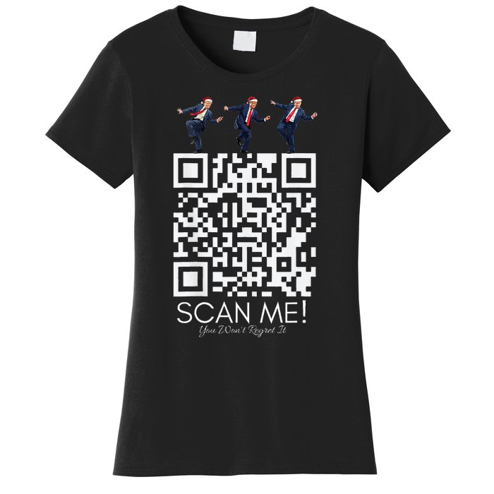 Funny Qr Scan Me President Qr Trump Dancing Hat Christmas Women's T-Shirt