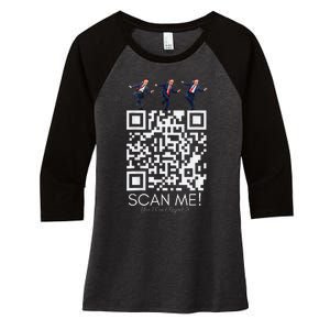 Funny Qr Scan Me President Qr Trump Dancing Hat Christmas Women's Tri-Blend 3/4-Sleeve Raglan Shirt