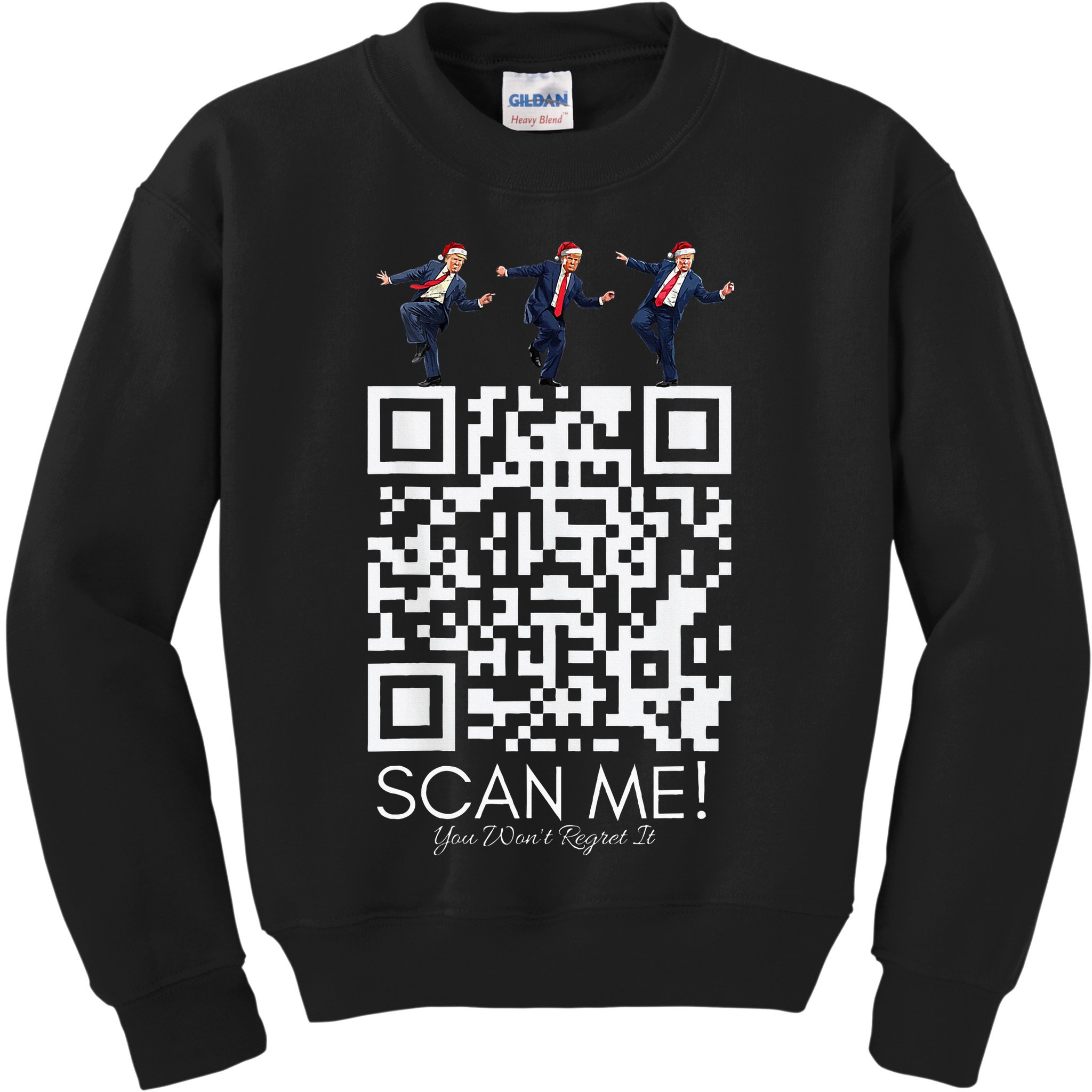 Funny Qr Scan Me President Qr Trump Dancing Hat Christmas Kids Sweatshirt