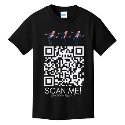 Funny Qr Scan Me President Qr Trump Dancing Hat Christmas Kids T-Shirt