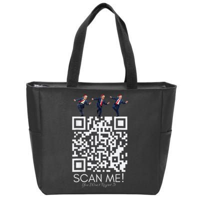 Funny Qr Scan Me President Qr Trump Dancing Hat Christmas Zip Tote Bag