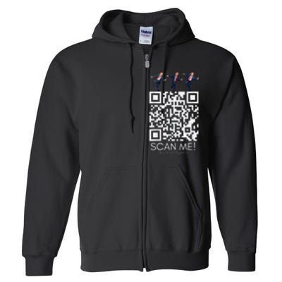 Funny Qr Scan Me President Qr Trump Dancing Hat Christmas Full Zip Hoodie