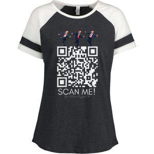 Funny Qr Scan Me President Qr Trump Dancing Hat Christmas Enza Ladies Jersey Colorblock Tee