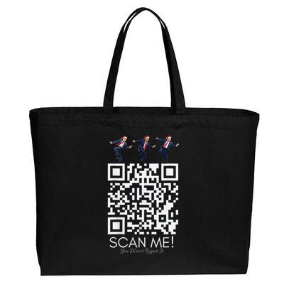 Funny Qr Scan Me President Qr Trump Dancing Hat Christmas Cotton Canvas Jumbo Tote