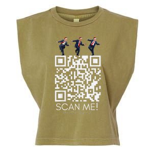 Funny Qr Scan Me President Qr Trump Dancing Hat Christmas Garment-Dyed Women's Muscle Tee