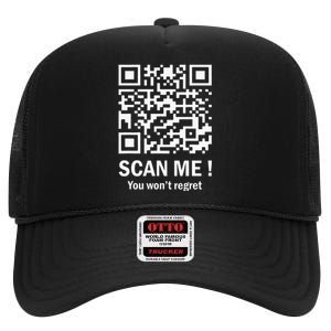 Funny Qr Scan Me President Trump 4547 Trump Dancing Code High Crown Mesh Back Trucker Hat