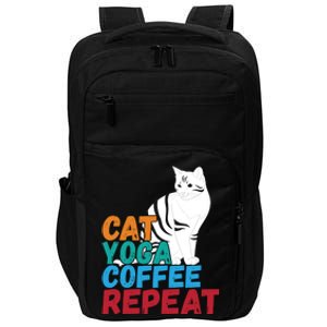 Funny Quote Spiritual Namaste Design Cat Yoga Coffee Repeat Gift Impact Tech Backpack