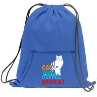 Funny Quote Spiritual Namaste Design Cat Yoga Coffee Repeat Gift Sweatshirt Cinch Pack Bag