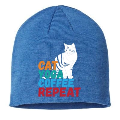 Funny Quote Spiritual Namaste Design Cat Yoga Coffee Repeat Gift Sustainable Beanie