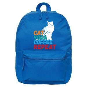 Funny Quote Spiritual Namaste Design Cat Yoga Coffee Repeat Gift 16 in Basic Backpack