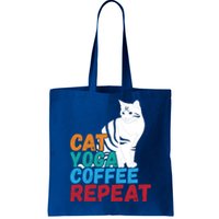 Funny Quote Spiritual Namaste Design Cat Yoga Coffee Repeat Gift Tote Bag