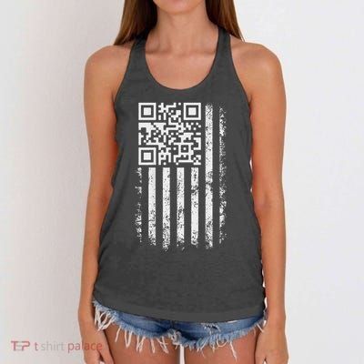 Funny Qr Scan Me President Trump 4547 Trump Dancing Code Women's Knotted Racerback Tank