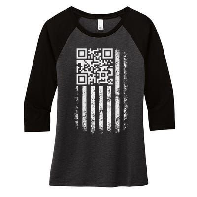 Funny Qr Scan Me President Trump 4547 Trump Dancing Code Women's Tri-Blend 3/4-Sleeve Raglan Shirt