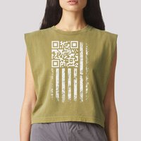 Funny Qr Scan Me President Trump 4547 Trump Dancing Code Garment-Dyed Women's Muscle Tee