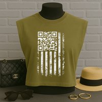 Funny Qr Scan Me President Trump 4547 Trump Dancing Code Garment-Dyed Women's Muscle Tee