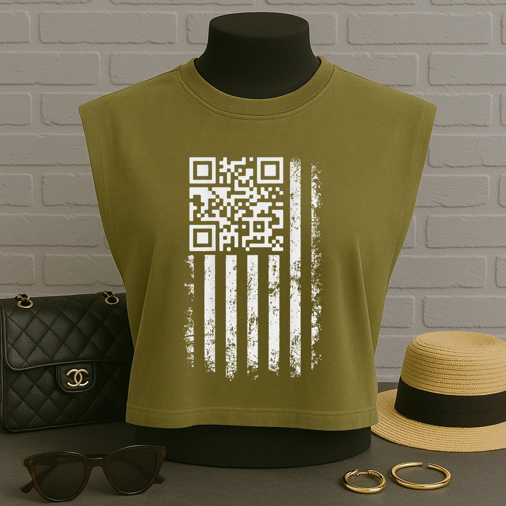 Funny Qr Scan Me President Trump 4547 Trump Dancing Code Garment-Dyed Women's Muscle Tee