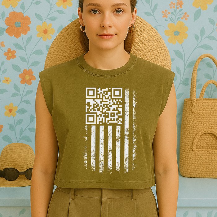 Funny Qr Scan Me President Trump 4547 Trump Dancing Code Garment-Dyed Women's Muscle Tee