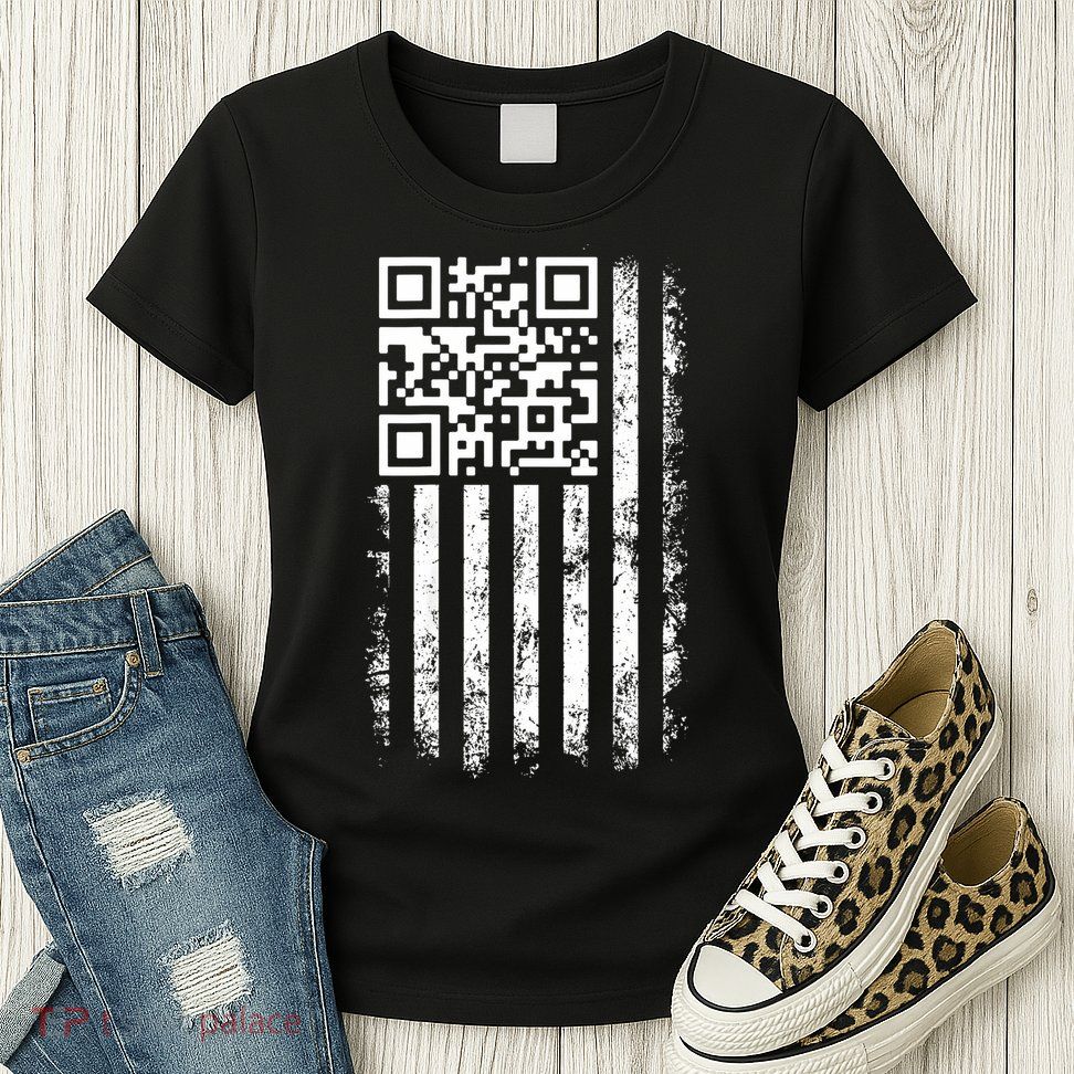 Funny Qr Scan Me President Trump 4547 Trump Dancing Code Womens T-Shirt