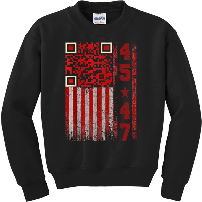 Funny Qr Scan Me President Trump 4547 Trump Dancing Code Kids Sweatshirt