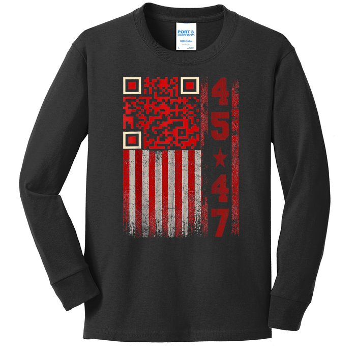 Funny Qr Scan Me President Trump 4547 Trump Dancing Code Kids Long Sleeve Shirt