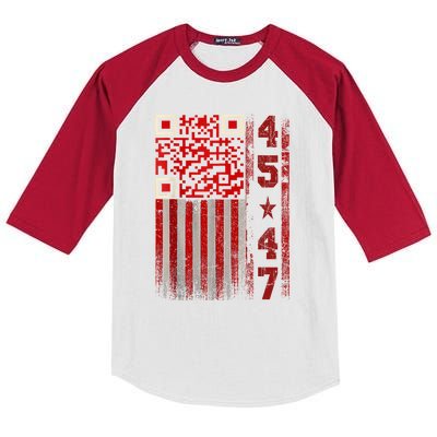 Funny Qr Scan Me President Trump 4547 Trump Dancing Code Kids Colorblock Raglan Jersey