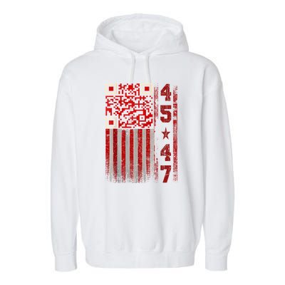 Funny Qr Scan Me President Trump 4547 Trump Dancing Code Garment-Dyed Fleece Hoodie