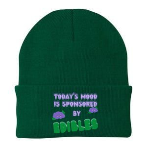 Funny Quote Today’S Mood Is Sponsored By Edibles Knit Cap Winter Beanie