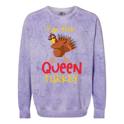 Funny Queen Turkey Matching Family Group Thanksgiving Party Colorblast Crewneck Sweatshirt