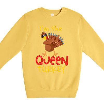 Funny Queen Turkey Matching Family Group Thanksgiving Party Premium Crewneck Sweatshirt