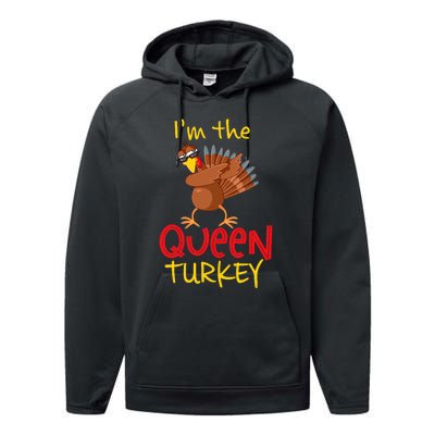 Funny Queen Turkey Matching Family Group Thanksgiving Party Performance Fleece Hoodie