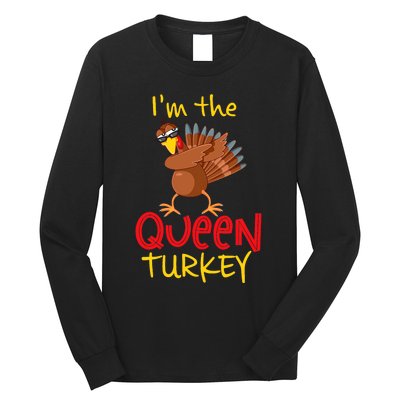 Funny Queen Turkey Matching Family Group Thanksgiving Party Long Sleeve Shirt