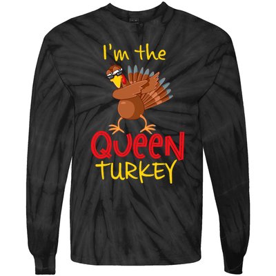 Funny Queen Turkey Matching Family Group Thanksgiving Party Tie-Dye Long Sleeve Shirt