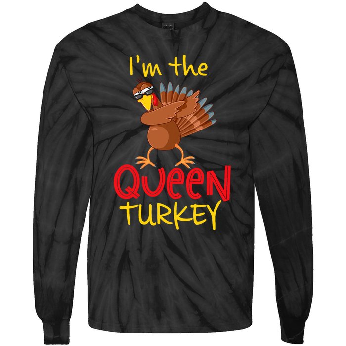 Funny Queen Turkey Matching Family Group Thanksgiving Party Tie-Dye Long Sleeve Shirt