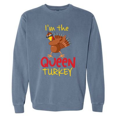 Funny Queen Turkey Matching Family Group Thanksgiving Party Garment-Dyed Sweatshirt