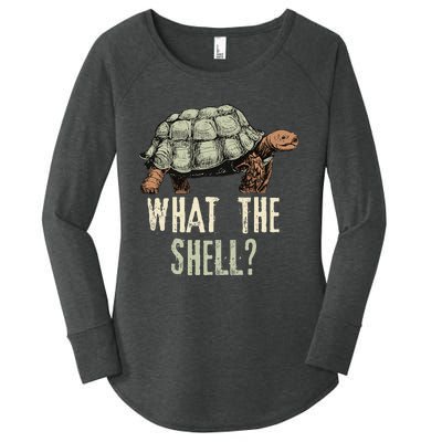 Funny Quote Turtle Design What The Shell Vintage Turtle Women's Perfect Tri Tunic Long Sleeve Shirt