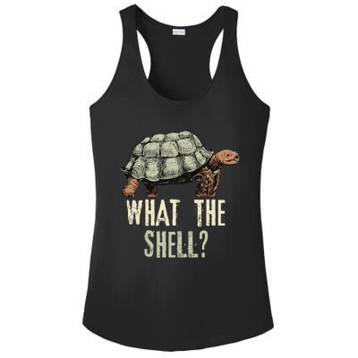 Funny Quote Turtle Design What The Shell Vintage Turtle Ladies PosiCharge Competitor Racerback Tank